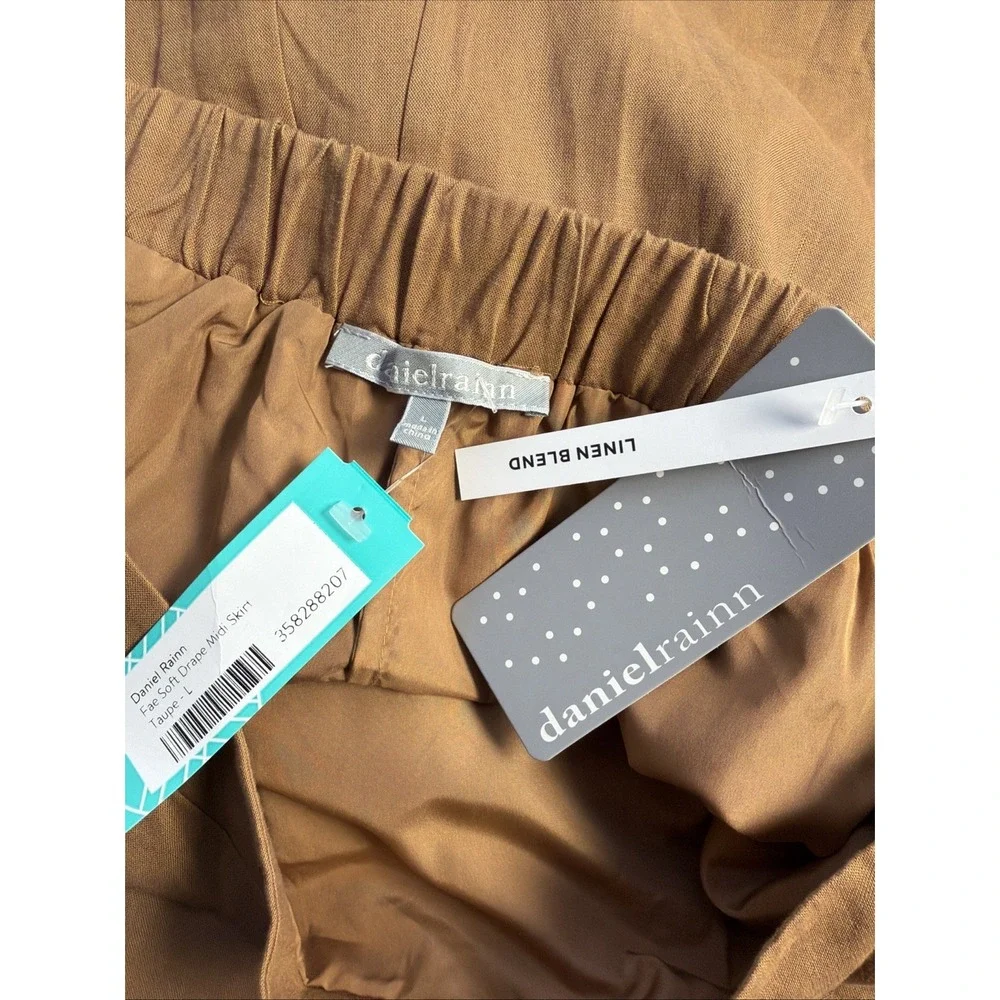 Daniel Rainn  Brown Sz L Linen Blend Skirt Maxi  A-line Cottage Core‎ Boho New